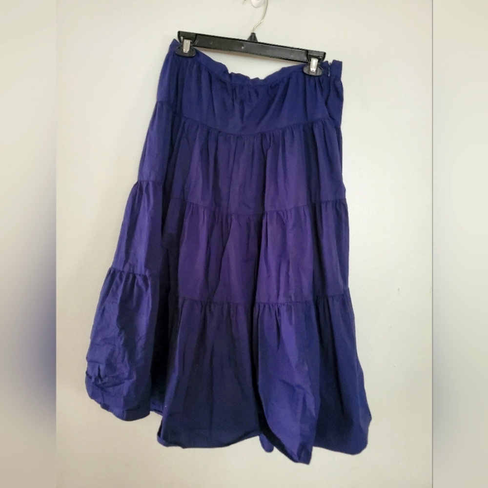 MICHAEL  Michael Kors Tiered Navy Peasant Skirt M